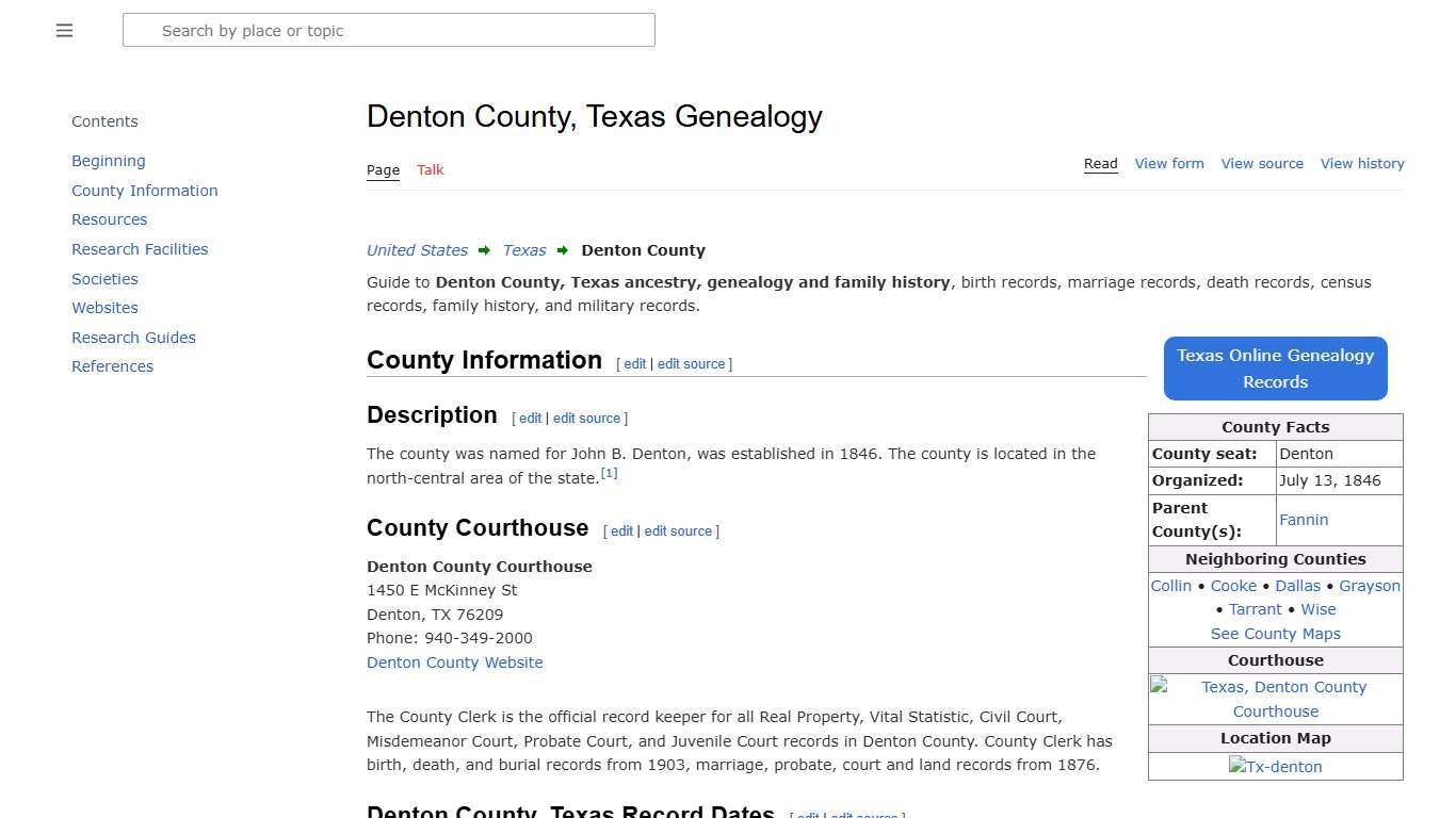 Denton County, Texas Genealogy • FamilySearch