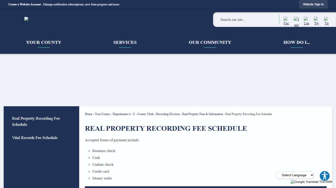 Real Property Recording Fee Schedule Denton County, TX