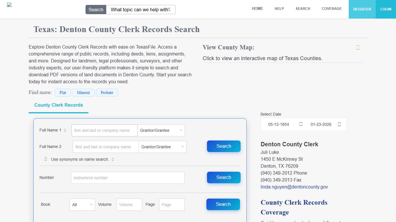 Denton County Clerk Records Search TexasFile