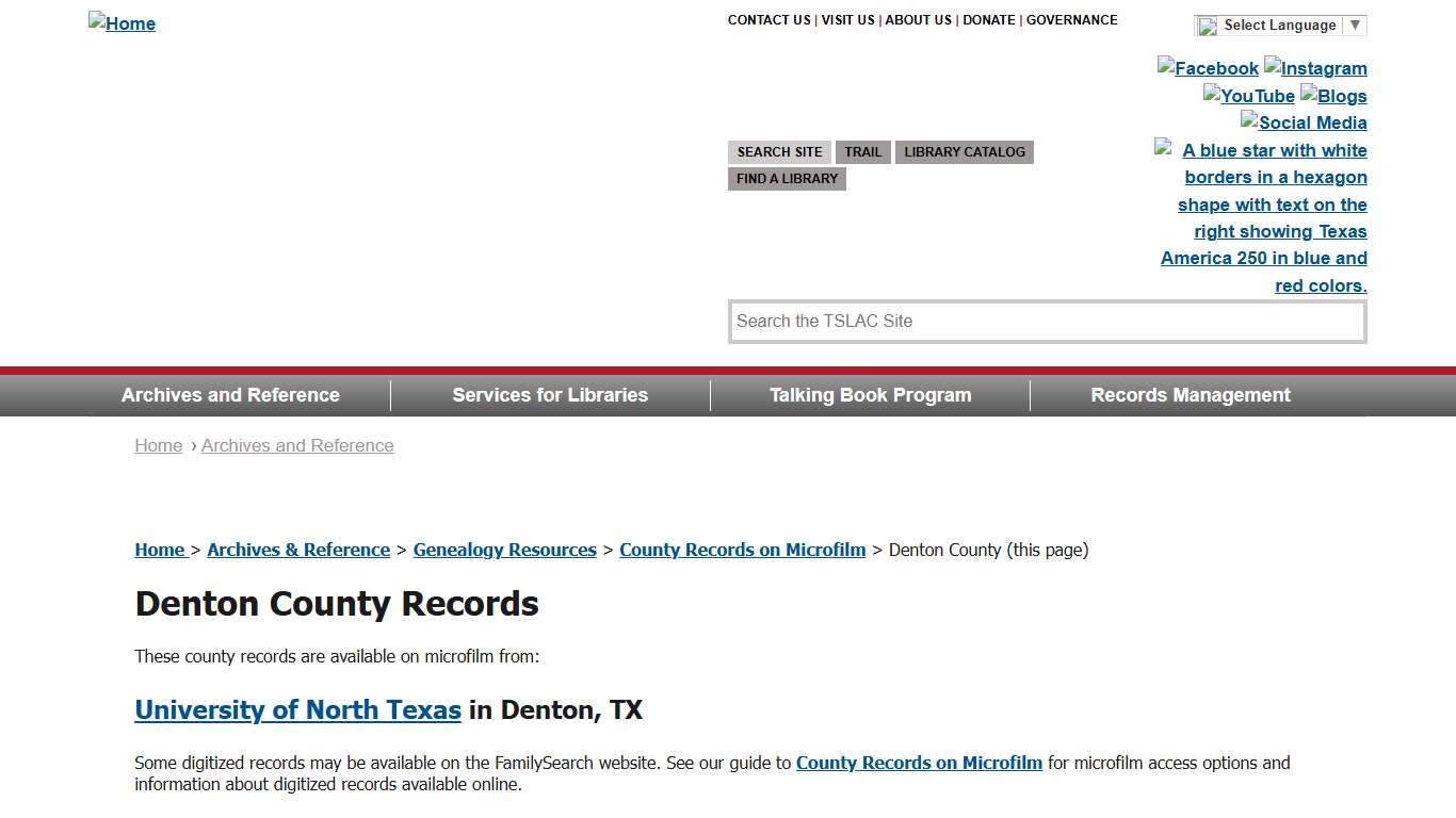 Denton County Records Available on Microfilm from University of North Texas Texas State Library